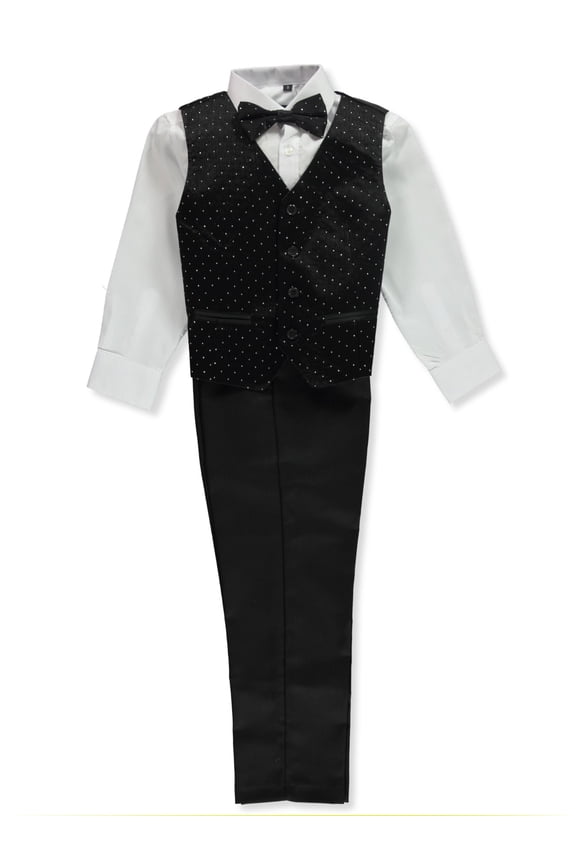 Boys’ 5-Piece Suit Tuxedo Color: black/silver Size: 20