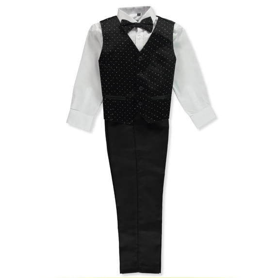 Kids World Boys' 5-Piece Suit Tuxedo - black/silver, 20 (Big Boys)