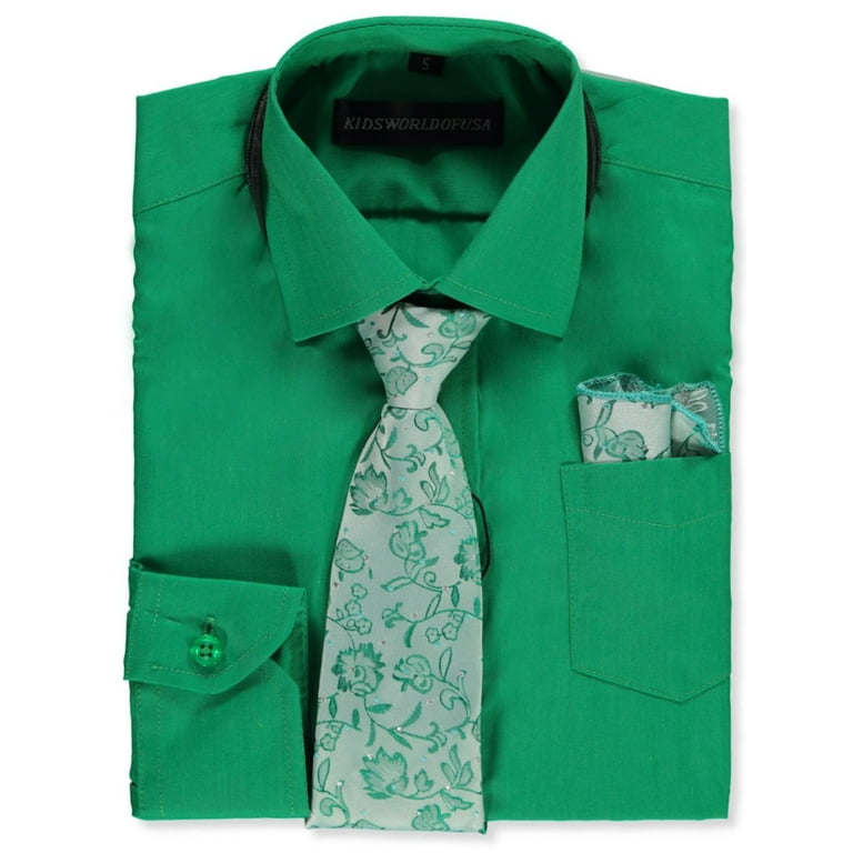 Kids World - Boys\' Vary) 6 (Little Shirt & Tie May Boys) Dress emerald, (Patterns