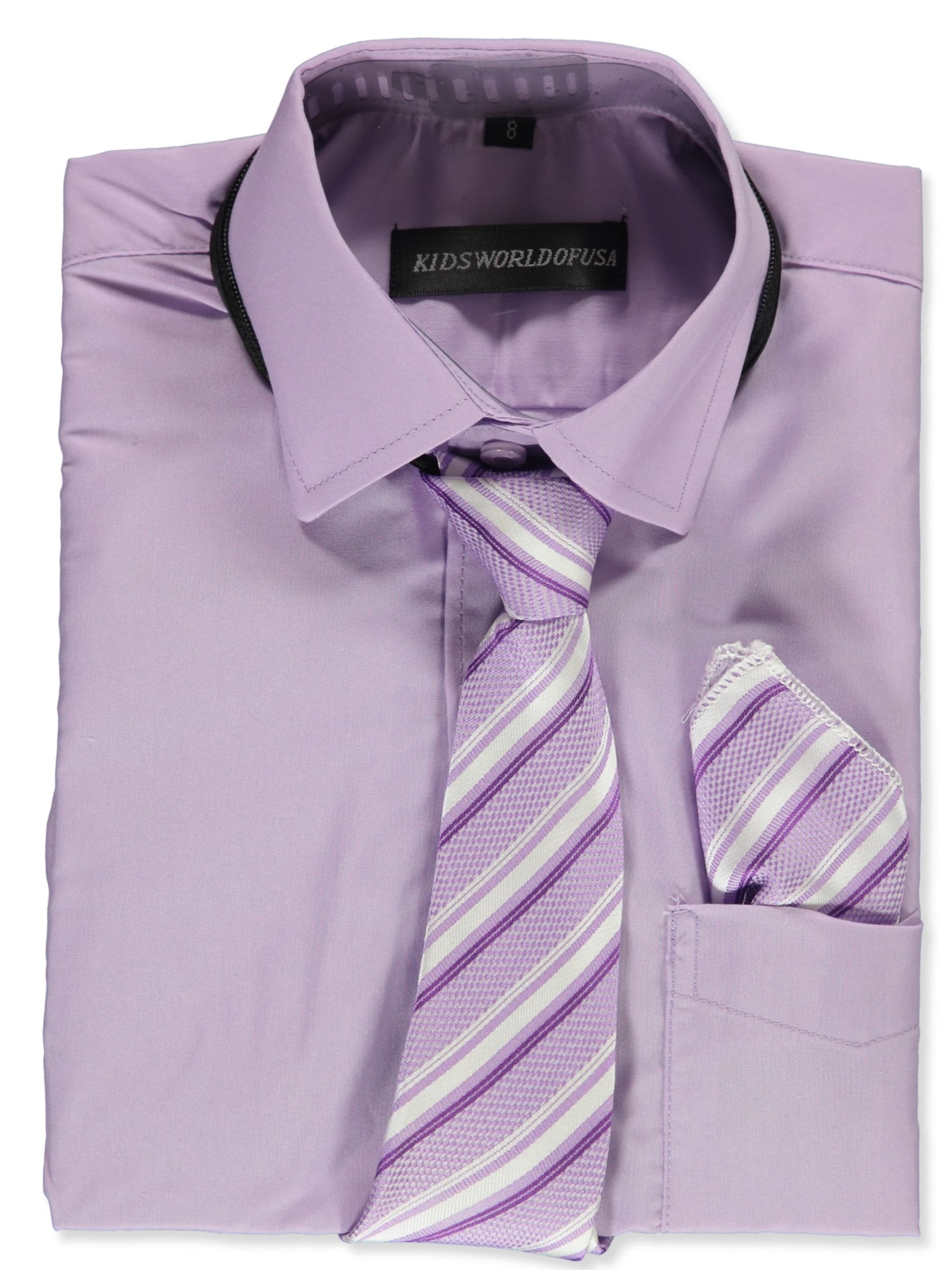 lavender dress shirt with tie Lavender Solid Mens Dress Shirt and Tie Set