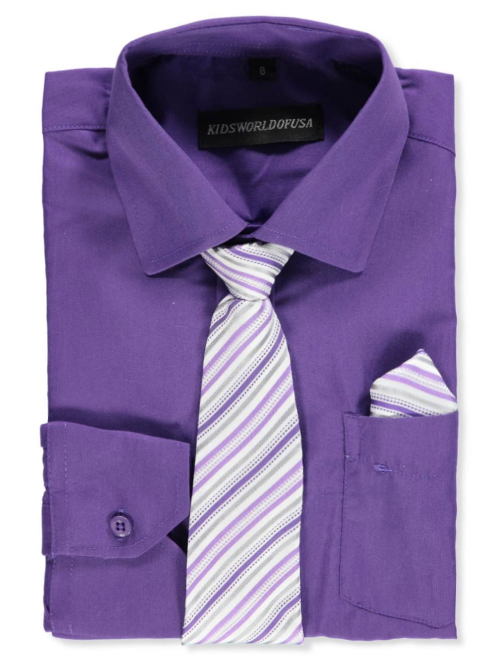 T.O. Collection Purple Label Boys 100% Non-Iron Cotton Dress Shirt - French Cuff