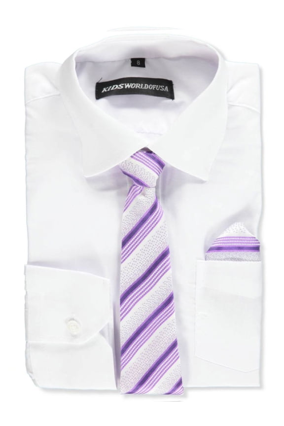 Boys’ Dress Shirt & Tie (Patterns May Vary) Color: white Size: 5