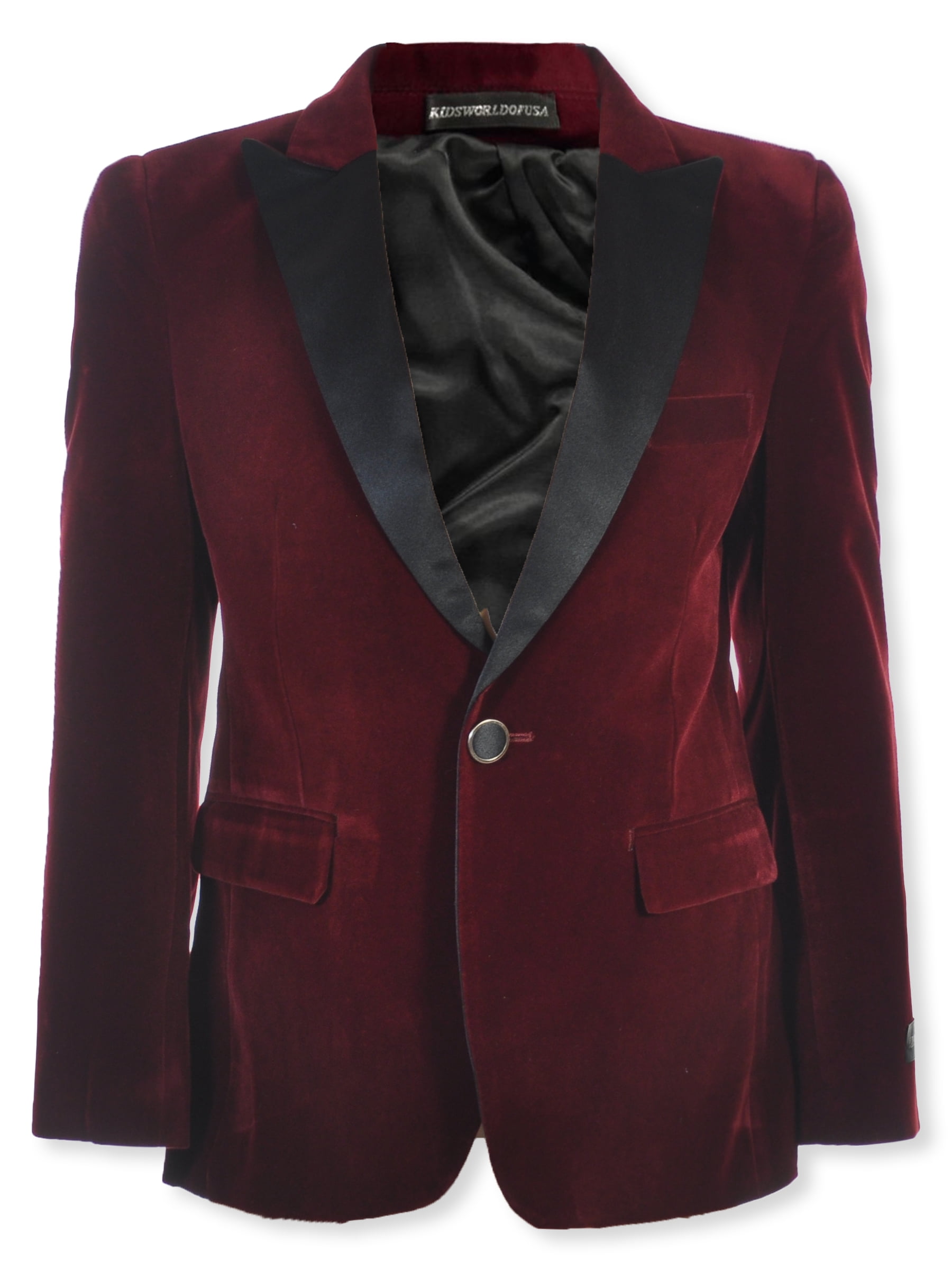 Velour Men's blazer JacketBlack Kids Sizes Luxurious Velvet Highlights Two-Button Single-Breast Mens main image 1