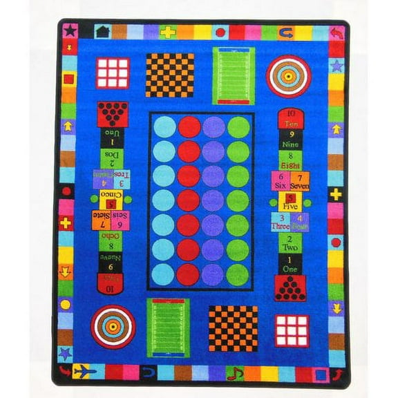 Kids World Carpets Game Time Tufted Nylon Children's Educational and Play Area Rug (5' x 8') - EXACT SIZE