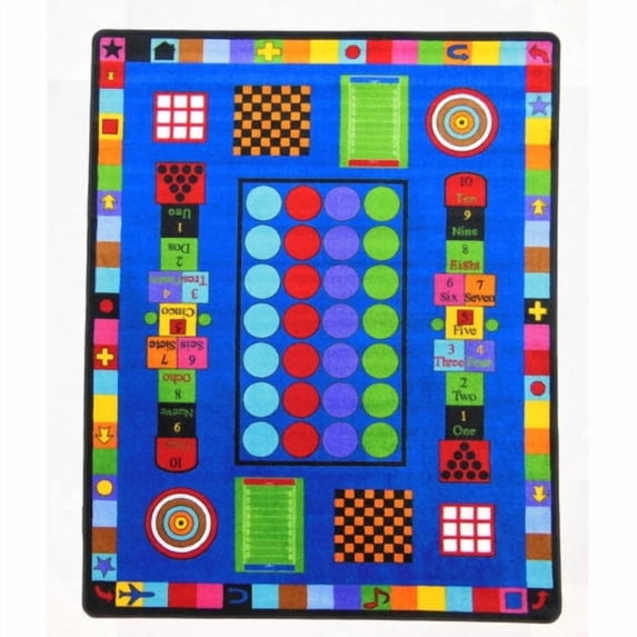 Kids World Carpets Game Time Tufted Nylon Children's Educational and Play Area Rug (5' x 8') - EXACT SIZE