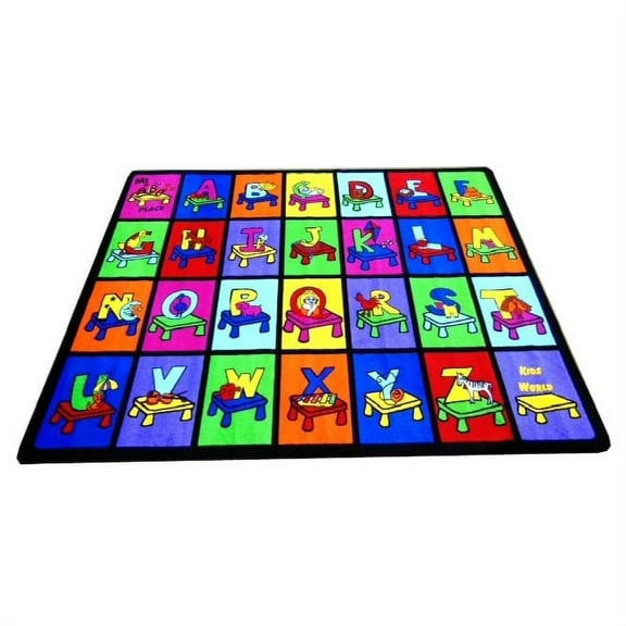 Kids World Carpets My ABC Place Multicolor Nylon Educational Play Area Rug (5' x 8') - EXACT SIZE - EXACT SIZE