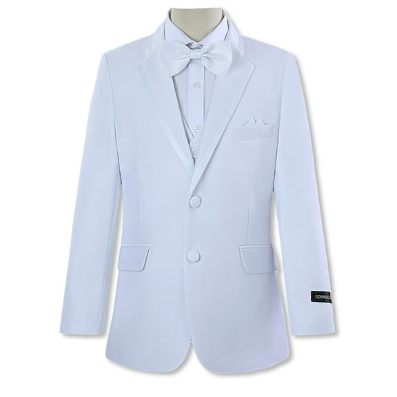 Kids World Big Boys' 5-Piece Tuxedo Suit - white, 2t (Toddler)