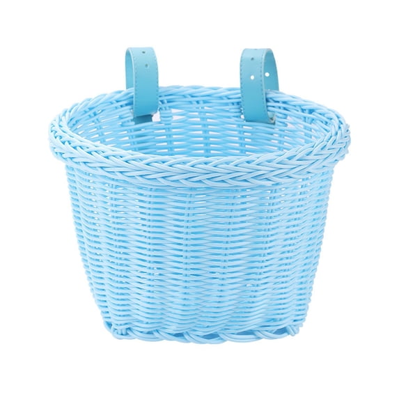 Kids Woven Bicycle Front Basket, Adjustable Strap Handlebar Basket for Toddler Bikes, Colour as Pictured