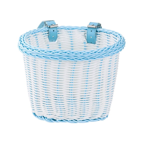 Kids Woven Bicycle Front Basket, Adjustable Strap Handlebar Basket for Toddler Bikes, Colour as Pictured