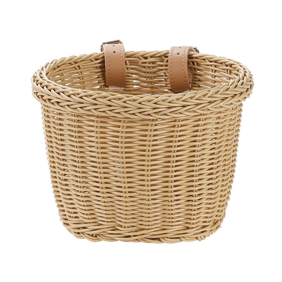 Kids Woven Bicycle Front Basket, Adjustable Strap Handlebar Basket for Toddler Bikes, Colour as Pictured