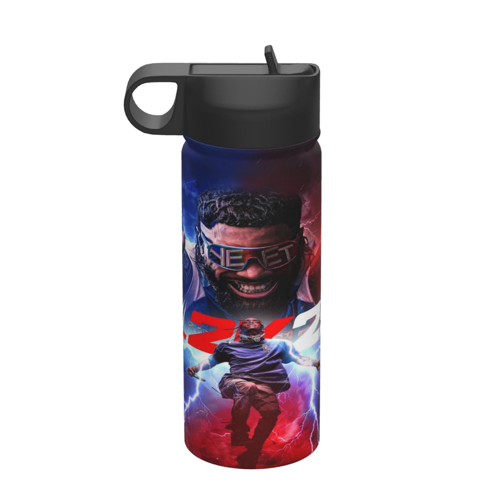 Kids Wres-tler Jey US-0 Water Bottle Vacuum Insulated Stainless Steel Thermos Bottle With Straw Reusable Cup for Students Boys Girls Cartoon Water Cup