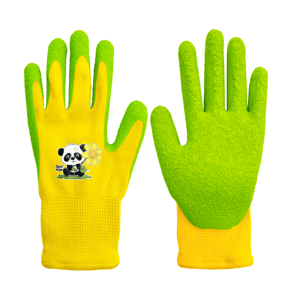 Kids Yellow Waterproof Natural Rubber Gardening Gloves with Soft Knitted Liner, by Qear