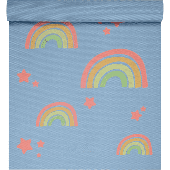 Kids Yoga Mat Exercise Mat, Yoga for Kids with Fun Prints - Playtime for Babies, Active & Calm Toddlers and Young Children (60" L x 24" W x 3mm Thick) Rainbow Stars
