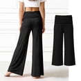 thumbnail image 1 of Kids Yoga Pants Girls Fold Over Low Rise Waisted Wide Leg Leggings Black Kid Yoga Pants 7-8 Years, 1 of 5