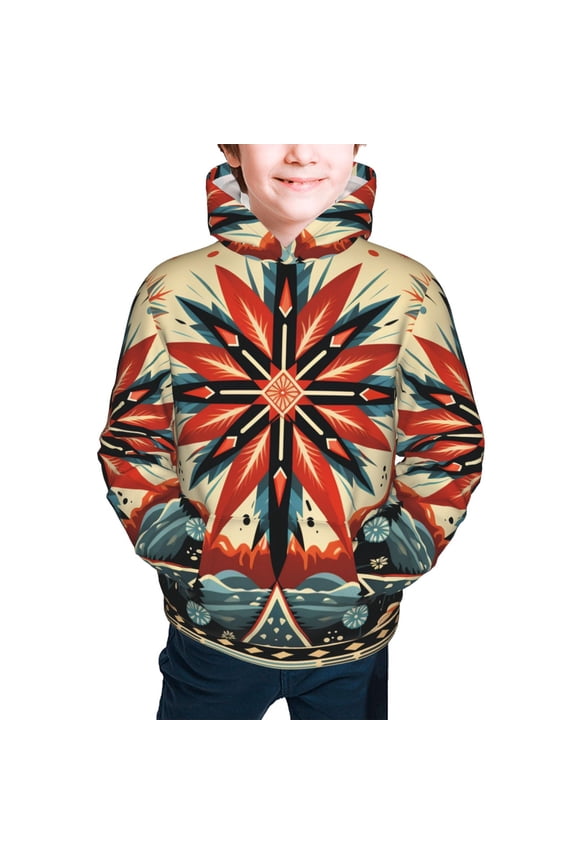 Kids Youth 3D Print Hoodie Hooded Pullover Sweatshirt, Native American Southwestern Geometric