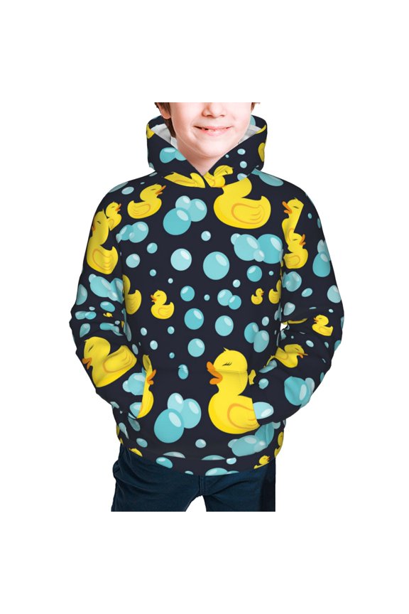 Kids Youth 3D Print Hoodie Hooded Pullover Sweatshirt, Rubber Ducks In Soap Bubbles