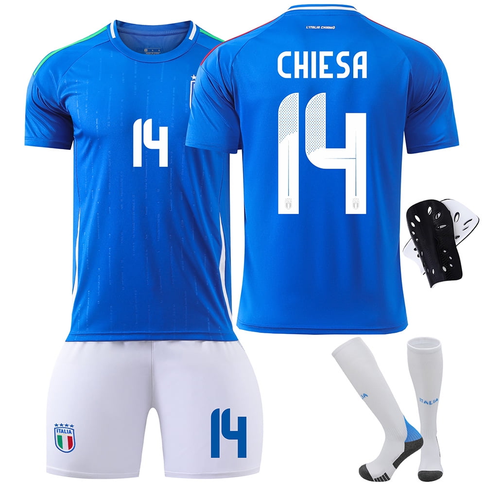 Kids Youth Adult Chiesa_#14 Italy Home Jersey Euro 2024-2025 Fan Soccer