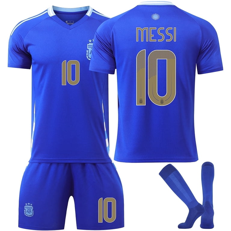 Misseo Kids Youth Adult Messi #10 Argentina Away Soccer Jersey