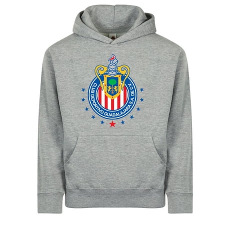 Kids/Youth Chivas de Guadalajara Pullover Hoodie with Kangaroo Pocket – Soccer Fashion Apparel - HTR Grey - Youth Medium