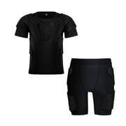Kids Youth Padded Compression Shirt Protective Shirt Hip Pad Shorts Rib Chest Protector for Football Baseball, 5-12 Years