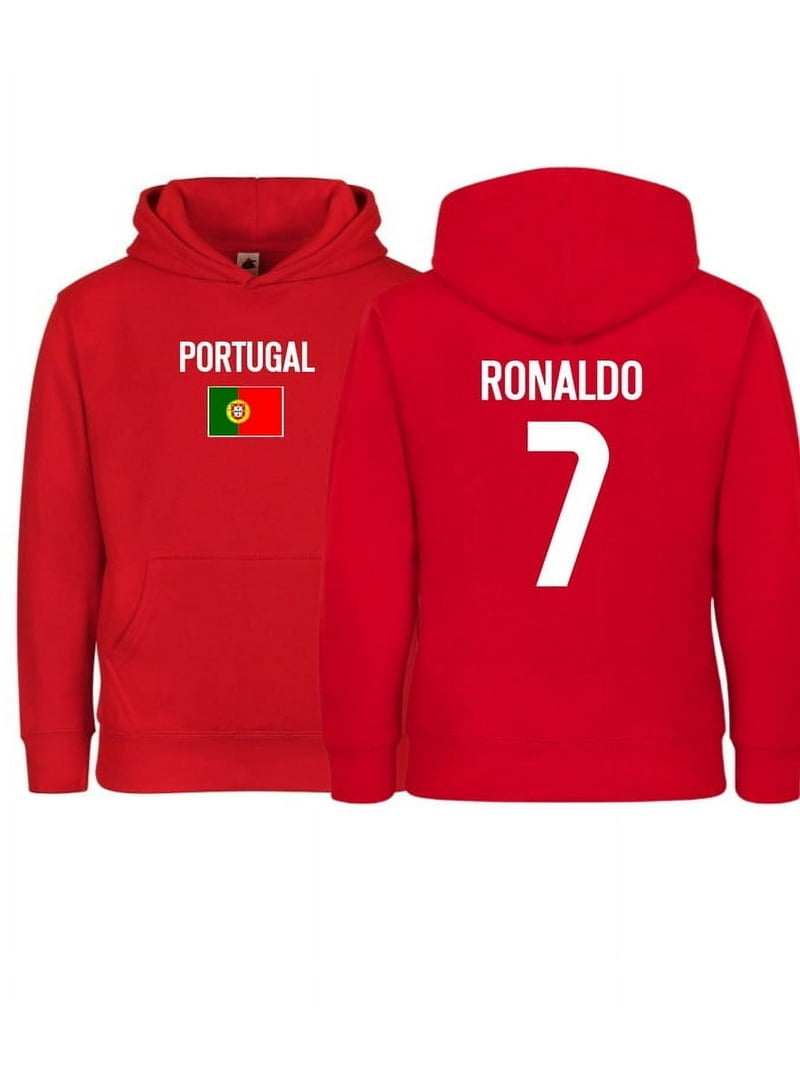 Kids/Youth Portugal Flag Ronaldo #7 Pullover Hoodie with Kangaroo