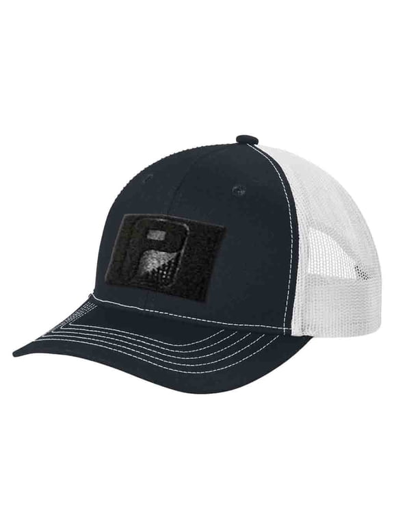 Kids/Youth Pull Patch Tactical Hat | Curved Bill Snapback Trucker Cap | 2x3 Inch Loop Surface for Morale Hook Patches | (Navy Blue & White)