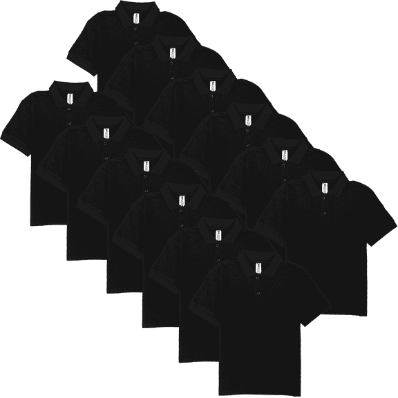 Kids Youth Short Sleeve Polo Golf Shirt Back to School Uniform Boys and Girls X-Small Black (Pack of 12)