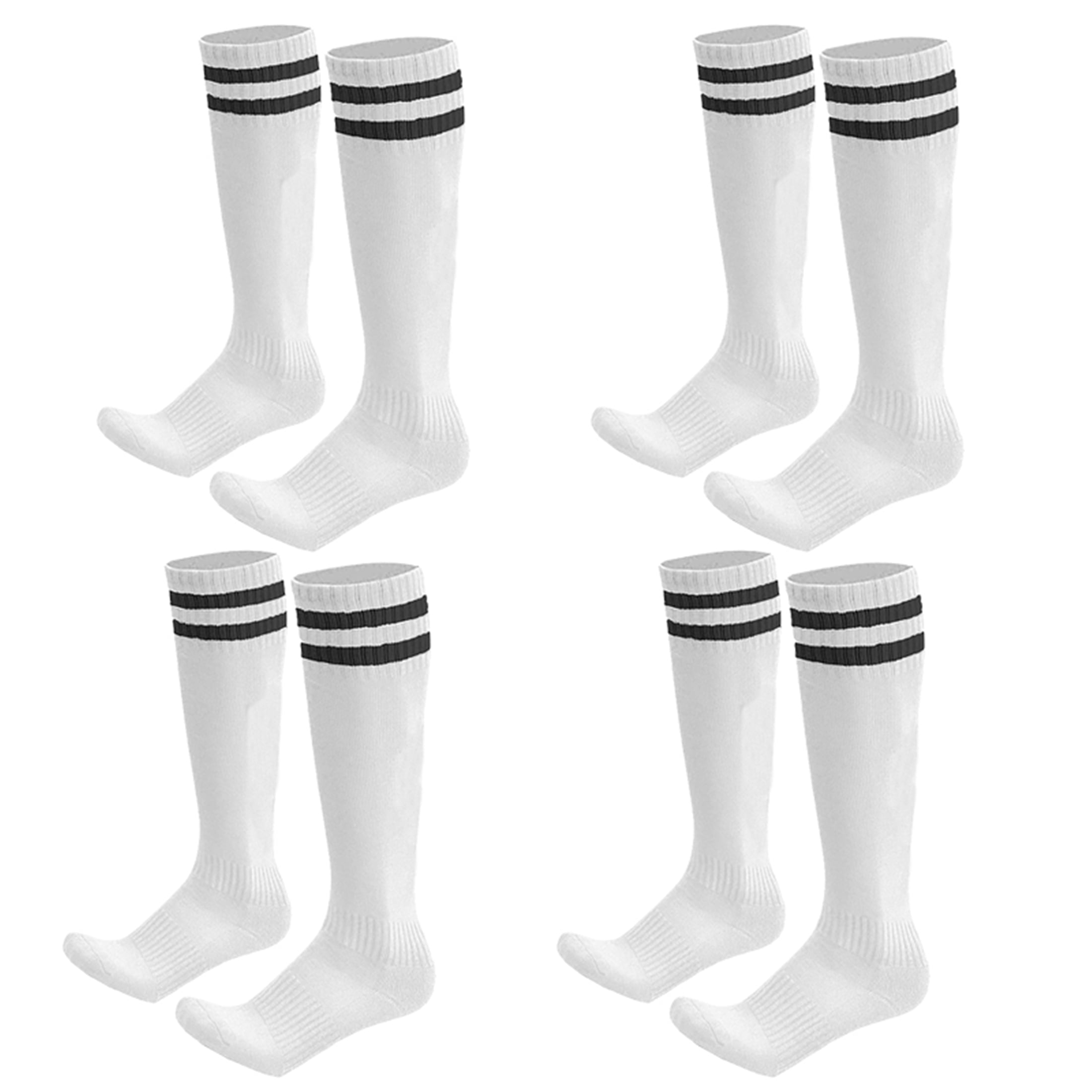 Kids Youth Soccer Socks 4 Pairs, Elbourn Solid Striped Knee High Tube