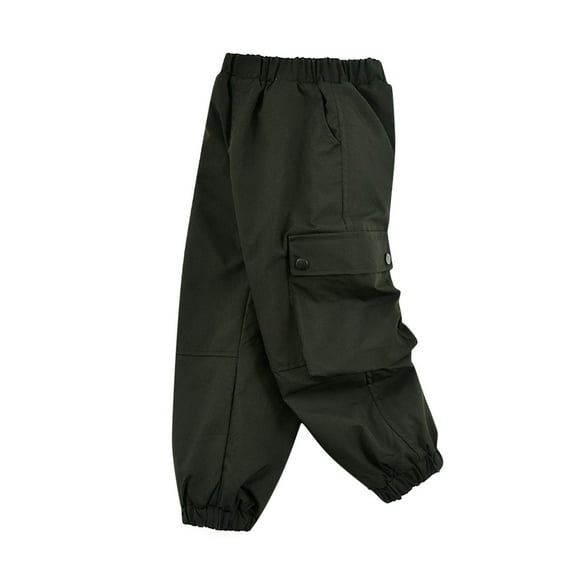 Kids Youth Waterproof Hiking Pants Fleece Lined Elastic Waist for Boys Girls Snow Pants Black 6-7Years