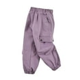 thumbnail image 1 of Kids Youth Waterproof Hiking Pants Fleece Lined Elastic Waist for Boys Girls Snow Pants Purple 3-4Years, 1 of 6