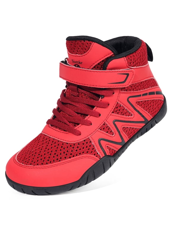 Kids Youth Wrestling Boxing Shoes for Boys Girls,Wine Red,2.5 C
