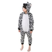 Kids Zebra Costumes Animal Onesie Cosplay for Boys Girls Halloween Warm Plush One Piece Zebra S