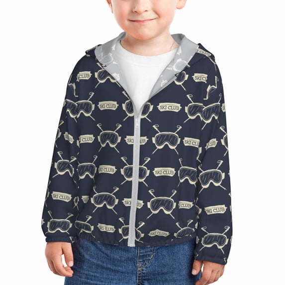 Kids Zip Up Hoodie for Boys Girls Toddler - Ski Goggles Vintage Print Lightweight Long Sleeve 18M Boys Girl Clothes, Sun Protection Windproof Jackets Hoodie Sweatshirt