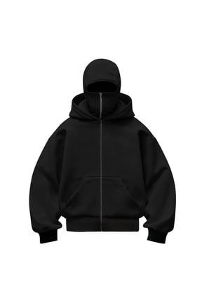 Kids Zip Hoodie with Face Mask Winter Warm Casual Hoodies Double Layer Hooded Y2K Sports Jacket Balaclava Hoodie for Boys and Girls Black