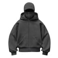 thumbnail image 1 of Kids Zip Hoodie with Face Mask Winter Warm Casual Hoodies Double Layer Hooded Y2K Sports Jacket Balaclava Hoodie for Boys and Girls Grey, 1 of 10
