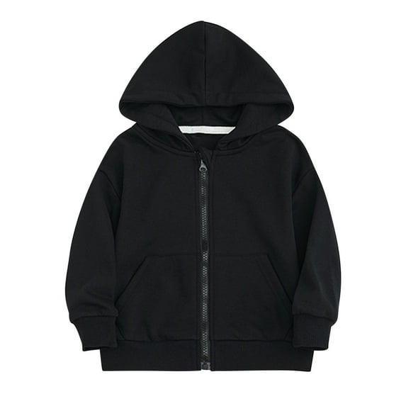 Kids Zip up Hoodies Girls Boys Classic Plain Full Zip-Up Hooded Coat Zipper Top Jacket Warm Zipped Coats Long Sleeve School Sweat Hoodie Casual Fashion Children for Girl Boy Age 2-10 Years