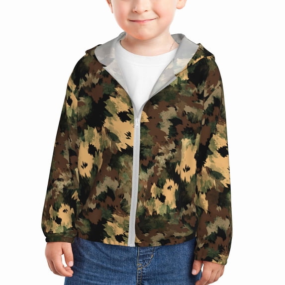 Kids Zip Up Hoodie for Boys Girls Toddler - Camouflage green Lightweight Long Sleeve 4T Boys Girl Clothes, Sun Protection Windproof Jackets Hoodie Sweatshirt