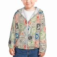 Kids Zip Up Hoodie for Boys Girls Toddler Postmark Pattern Christmas