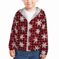 Kids Zip Up Hoodie for Boys Girls Toddler Snowflakes Plaid Christmas