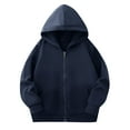 thumbnail image 1 of Kids Zip Up Hoodie Girls Size 6-7 Cotton Soft Zipper Sweatshirts Top Unisex Hooded Jacket with Pocket 11-12 Years, Navy, 1 of 5