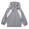 thumbnail image 1 of Kids Zip-Up Hoodie Jackets Girls Boys UPF 50+ Sun Protection Jacket Lightweight Color Block Hooded Coat Trendy Summer Outwear with Pockets Gray 14-15 Years, 1 of 5