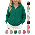 thumbnail image 1 of Kids Zip Up Hoodie Sweatshirt Loose Fitting Durable Solid Color Sweat Shirt Fashion Hooded with Pockets, 1 of 10