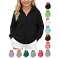 thumbnail image 1 of Kids Zip Up Hoodie Sweatshirt Loose Fitting Durable Solid Color Sweat Shirt Fashion Hooded with Pockets, 1 of 10
