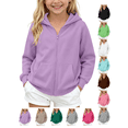 thumbnail image 1 of Kids Zip Up Hoodie Sweatshirt Loose Fitting Durable Solid Color Sweat Shirt Fashion Hooded with Pockets, 1 of 10