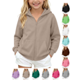 thumbnail image 1 of Kids Zip Up Hoodie Sweatshirt Loose Fitting Durable Solid Color Sweat Shirt Fashion Hooded with Pockets, 1 of 10