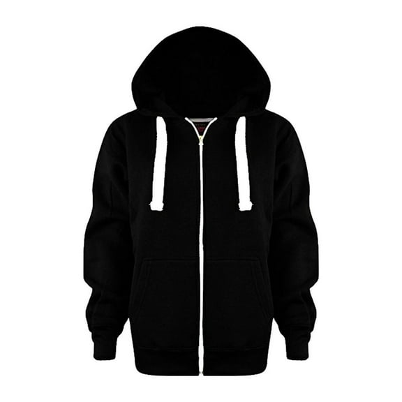Kids Zip Up HoodiesFall Outfits Drawstring Zipper Long Sleeve Hoodie (Black 11-12 Years)