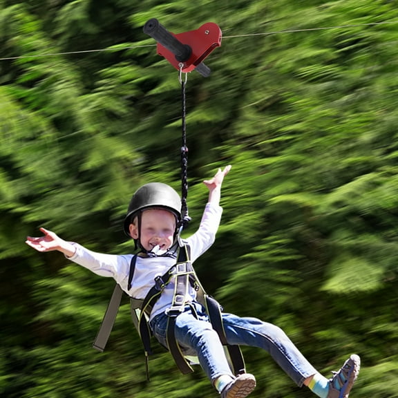 Kids' Zipline Kit, 120ft Long, Includes Tree Protection Mats, Non-Slip Handle, Adjustable Helmet, High-Safety and Fun for Outdoor Adventures and Family Time