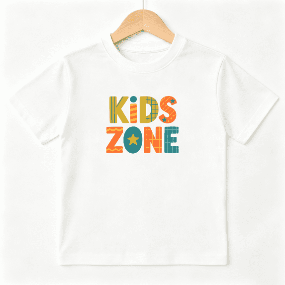 Kids Zone Chevron Lettering Boys Graphic Tee, Cute Retro Play 100% Cotton Kids Short Sleeve T-Shirt 4-13Y