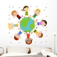 thumbnail image 1 of Kids and Globe Wall Mural by Wallmonkeys Peel and Stick Graphic (48 in W x 48 in H) WM42062, 1 of 4
