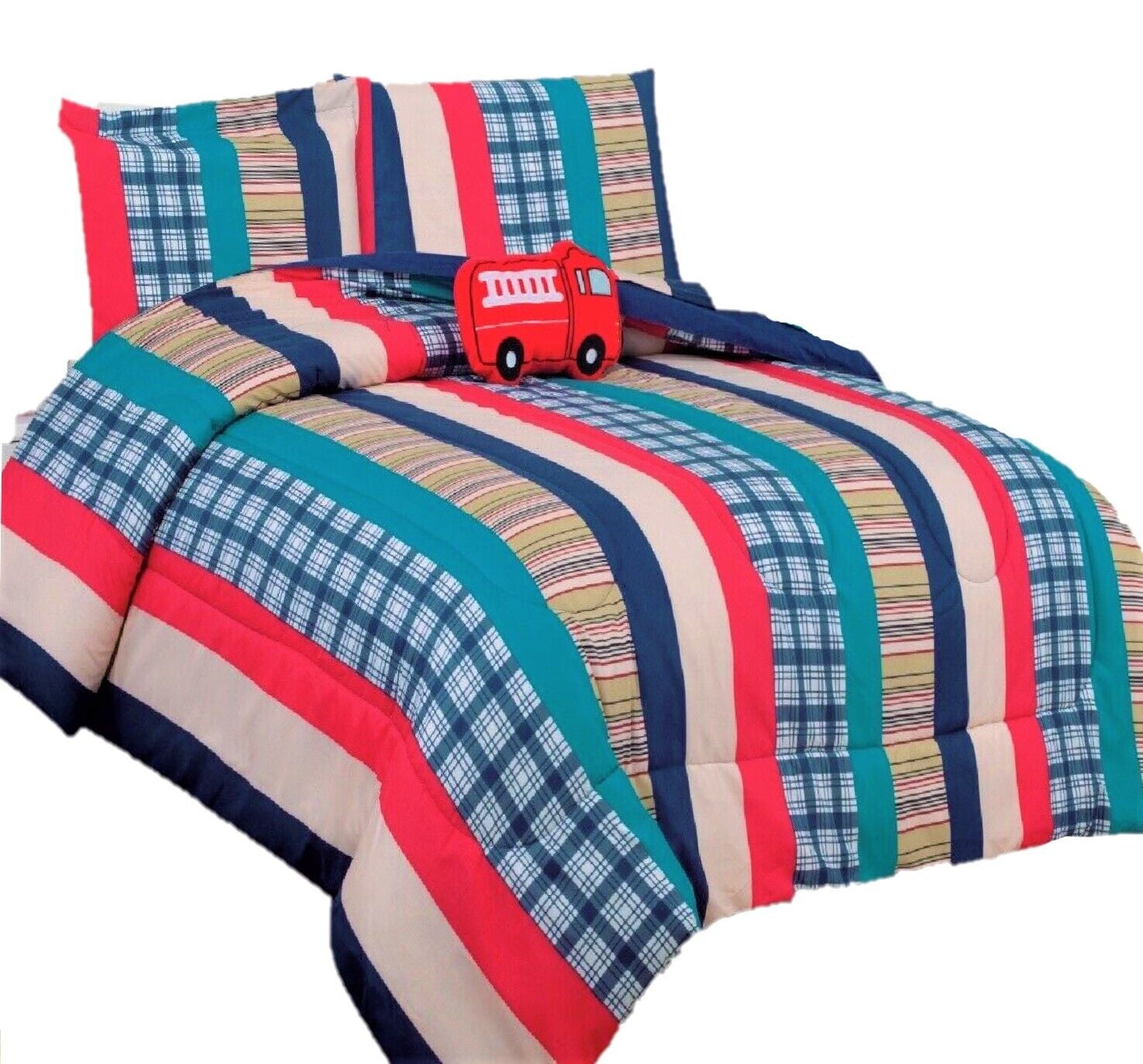 Kids bedding TWIN size comforter with matching sheet set and pillow plush toy super soft easy